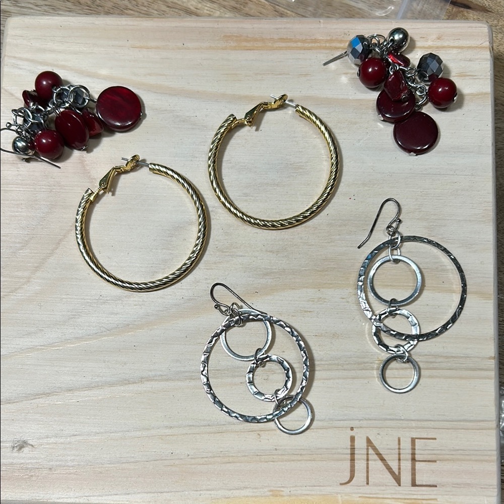 Gold and Silver Hoop Earrings Set and disco earrings set